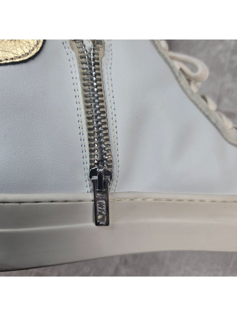 P448‎ Sporty Lace Up Sneaker White Leather Athletic Streetwear Zip Skater Shoes - Picture 9 of 15